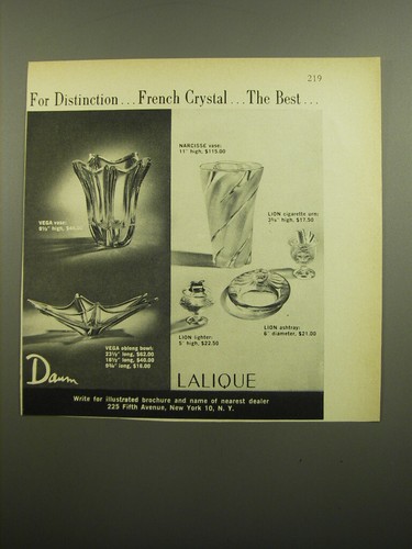 1960 daum and lalique - 1960, crystal